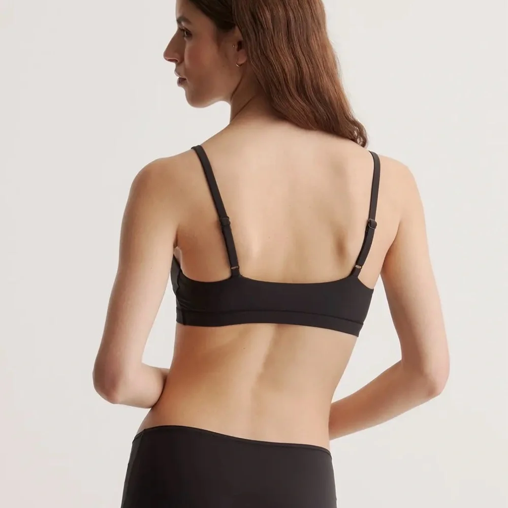 Quince Second Skin Scoop Neck Bralette in Black Size x-Large G253